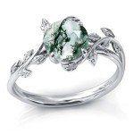 Sterling Silver Natural Moss Agate Women’s Ring
