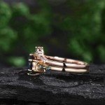 Rose Gold 2CT Moss Agate Engagement Ring Set