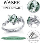 Sterling Silver Natural Moss Agate Women’s Ring