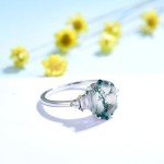 Moss Agate Hexagon Ring in 925 Sterling Silver