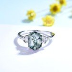 Moss Agate Hexagon Ring in 925 Sterling Silver