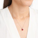 Sterling Silver Round Cut Ruby Pendant Necklace