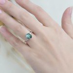 Moss Agate Hexagon Ring in 925 Sterling Silver