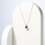 Sterling Silver Round Cut Ruby Pendant Necklace