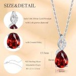 14K White Gold Drop Pendant Necklace with Ruby & Diamonds