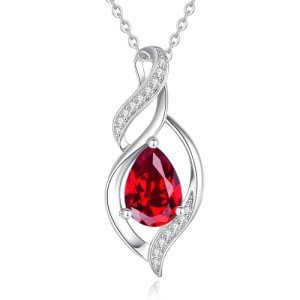 Ruby July Birthstone Teardrop Necklace for Women