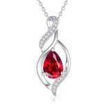 Ruby July Birthstone Teardrop Necklace for Women