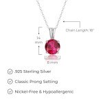 Sterling Silver Round Cut Ruby Pendant Necklace