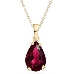 14K Gold Ruby Teardrop Necklace for Women
