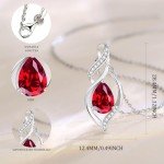 Ruby July Birthstone Teardrop Necklace for Women