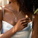 Ruby July Birthstone Teardrop Necklace for Women