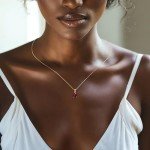 14K Gold Ruby Teardrop Necklace for Women