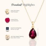 14K Gold Ruby Teardrop Necklace for Women