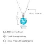 Swiss Blue Topaz Birthstone Pendant Necklace December Birthstone