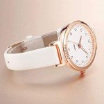 Elegant Crystal Accented Leather Strap Women’s Watch