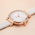 Elegant Crystal Accented Leather Strap Women’s Watch