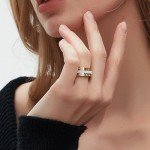 YIKOXI Gold Fidget Spinner Ring for Women