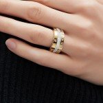 YIKOXI Gold Fidget Spinner Ring for Women