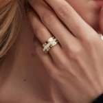 YIKOXI Gold Fidget Spinner Ring for Women