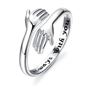 Adjustable 925 Sterling Silver Hug Ring for Women