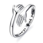 Adjustable 925 Sterling Silver Hug Ring for Women