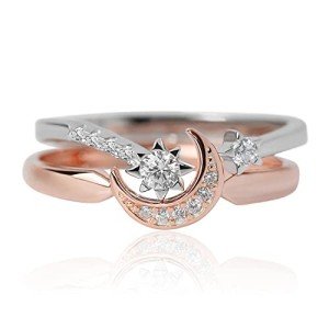 Celestial Moon and Star Gold Plated Ring Set