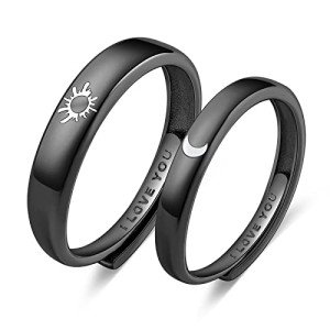Couple's Sun and Moon Sterling Silver Promise Rings