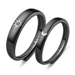 Couple's Sun and Moon Sterling Silver Promise Rings