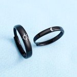 Couple's Sun and Moon Sterling Silver Promise Rings