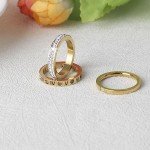 3PCS Gold Love Friendship Rings Set for Women