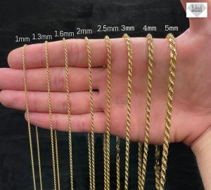 14K Gold Plated Sterling Silver Rope Chain Necklace