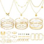 49-Piece Gold Jewelry Set for Women