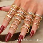 Gold Knuckle Rings Set for Women, Stackable Jewelry