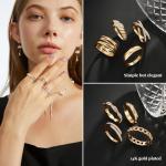 Gold Knuckle Rings Set for Women, Stackable Jewelry
