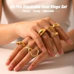 20 Pcs Trendy Gold & Silver Chunky Rings Set