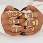 20 Pcs Trendy Gold & Silver Chunky Rings Set