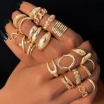 20 Pcs Trendy Gold & Silver Chunky Rings Set