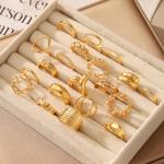 20 Pcs Trendy Gold & Silver Chunky Rings Set