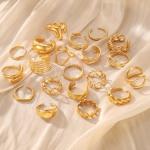 20 Pcs Trendy Gold & Silver Chunky Rings Set