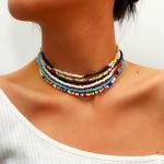 Colorful Boho Layered Beaded Choker Necklace Set
