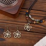 Mikovivi Wood Bead Necklace & Flower Earrings Set