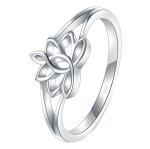 Lotus Flower Sterling Silver Comfort Fit Ring