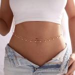 14K Gold Plated Dainty Body Chain with Pearls