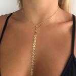 14K Gold Layered Body Chain with Rhinestones