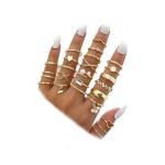 24-Pc Gold Knuckle Rings Set for Women