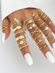 24-Pc Gold Knuckle Rings Set for Women