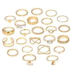 24-Pc Gold Knuckle Rings Set for Women
