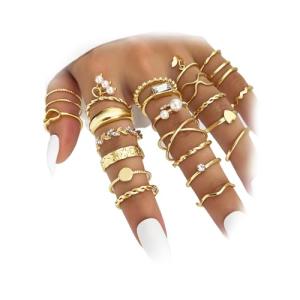 24-Pc Gold Knuckle Rings Set for Women