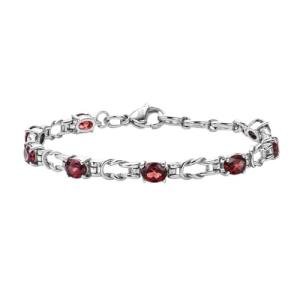 Natural Garnet Gemstone Stainless Steel Bracelet for Women