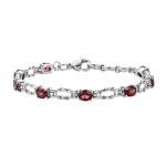 Natural Garnet Gemstone Stainless Steel Bracelet for Women